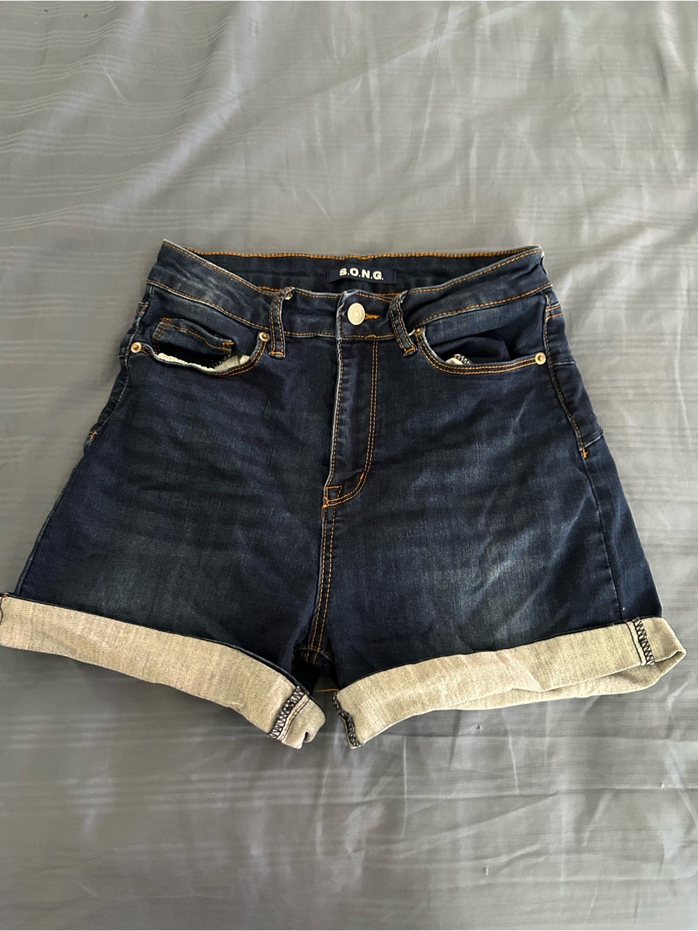 BONGO Dark Indigo Rolled-Cuff Denim Shorts